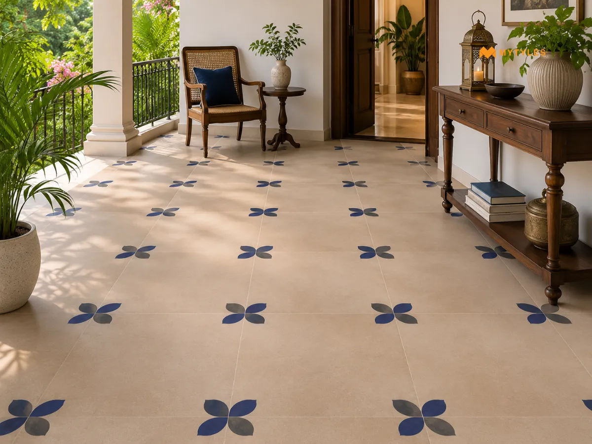 Beige Athangudi Floor Tiles